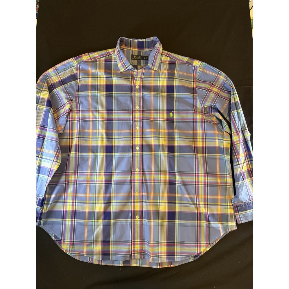Polo Ralph's Lauren Multi-Colored Men's Button Up Shirt, 2XB Big